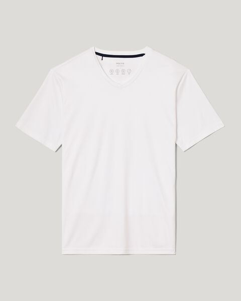 Slim V-Neck Travel Tee, White, hi-res